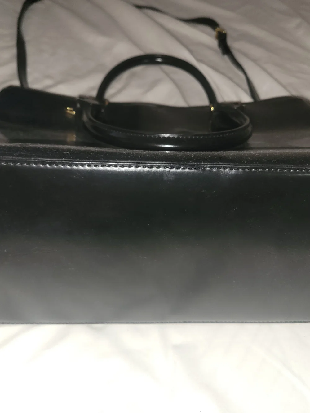 Black Leather LRL Tote Bag - Structured Everyday Handbag